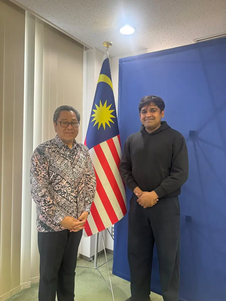 Tinish with the Ambassador at the Embassy of Malaysia in Tokyo